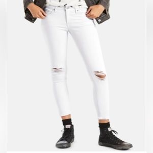 NWT Levi's Women's 711 Cropped, Distressed, Skinny Ankle Jeans White Size 29